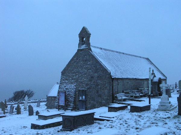 St Tudno's Church in the snow
