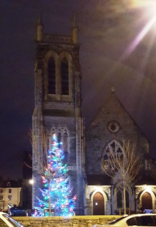 Christmas tree outside Holy Trinity