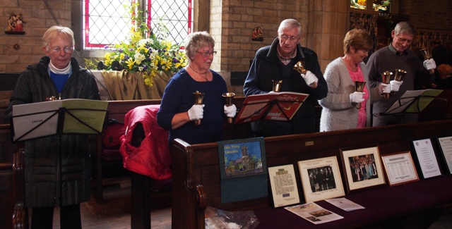 Handbell ringers during 150th celebrations